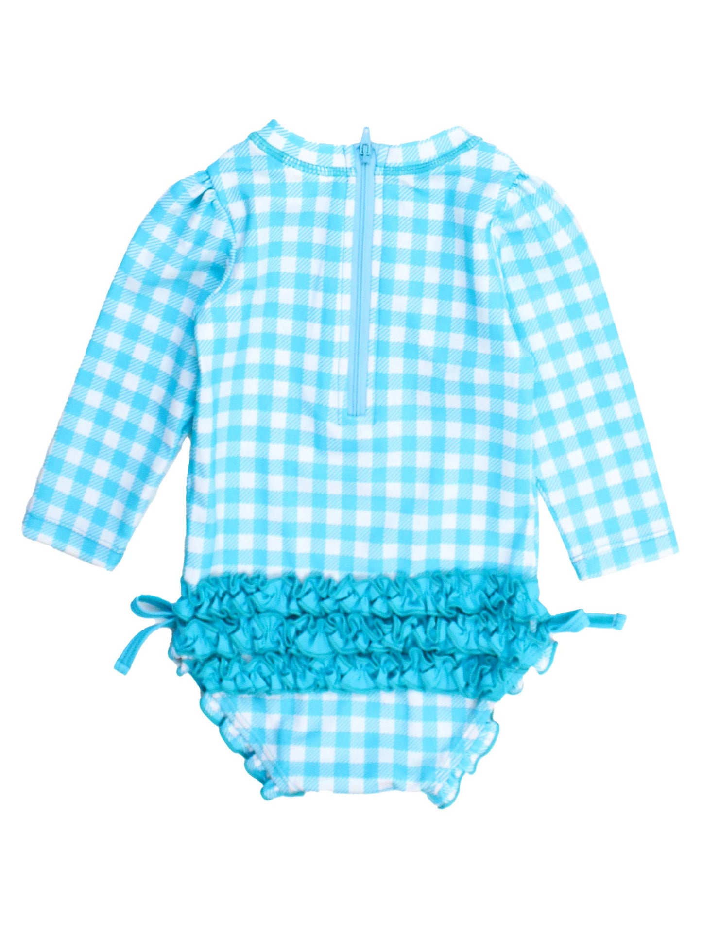 Girls Aqua Gingham One Piece