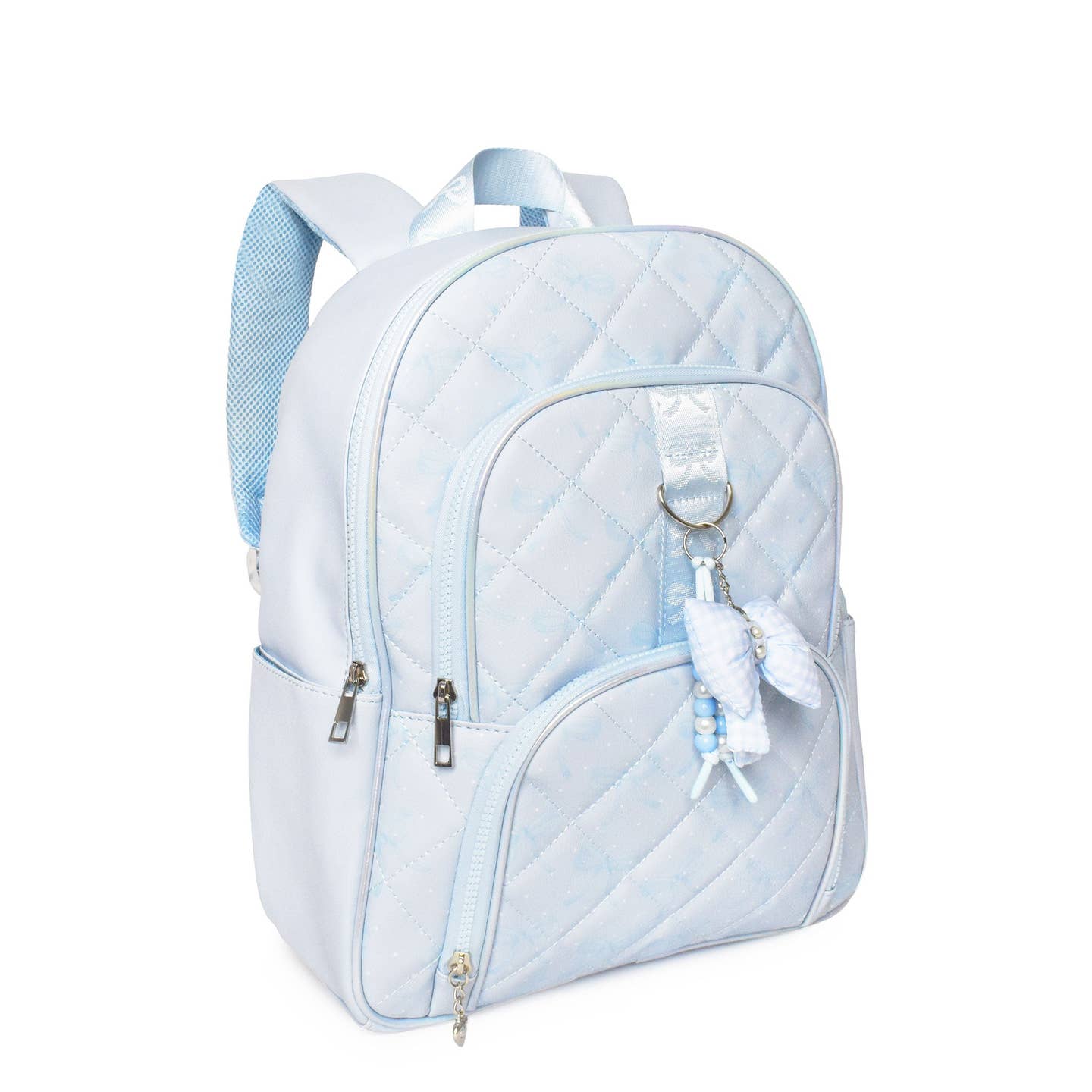 Blue Bow Quilted Backpack