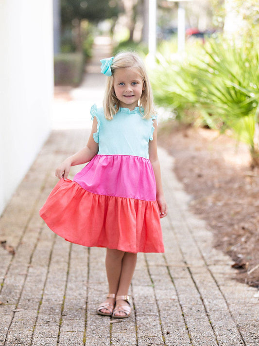 Linda Bright Tropics Tiered Dress