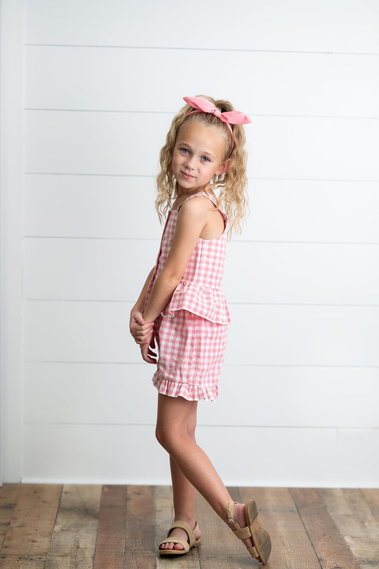 Pink Gingham Ruffle Set