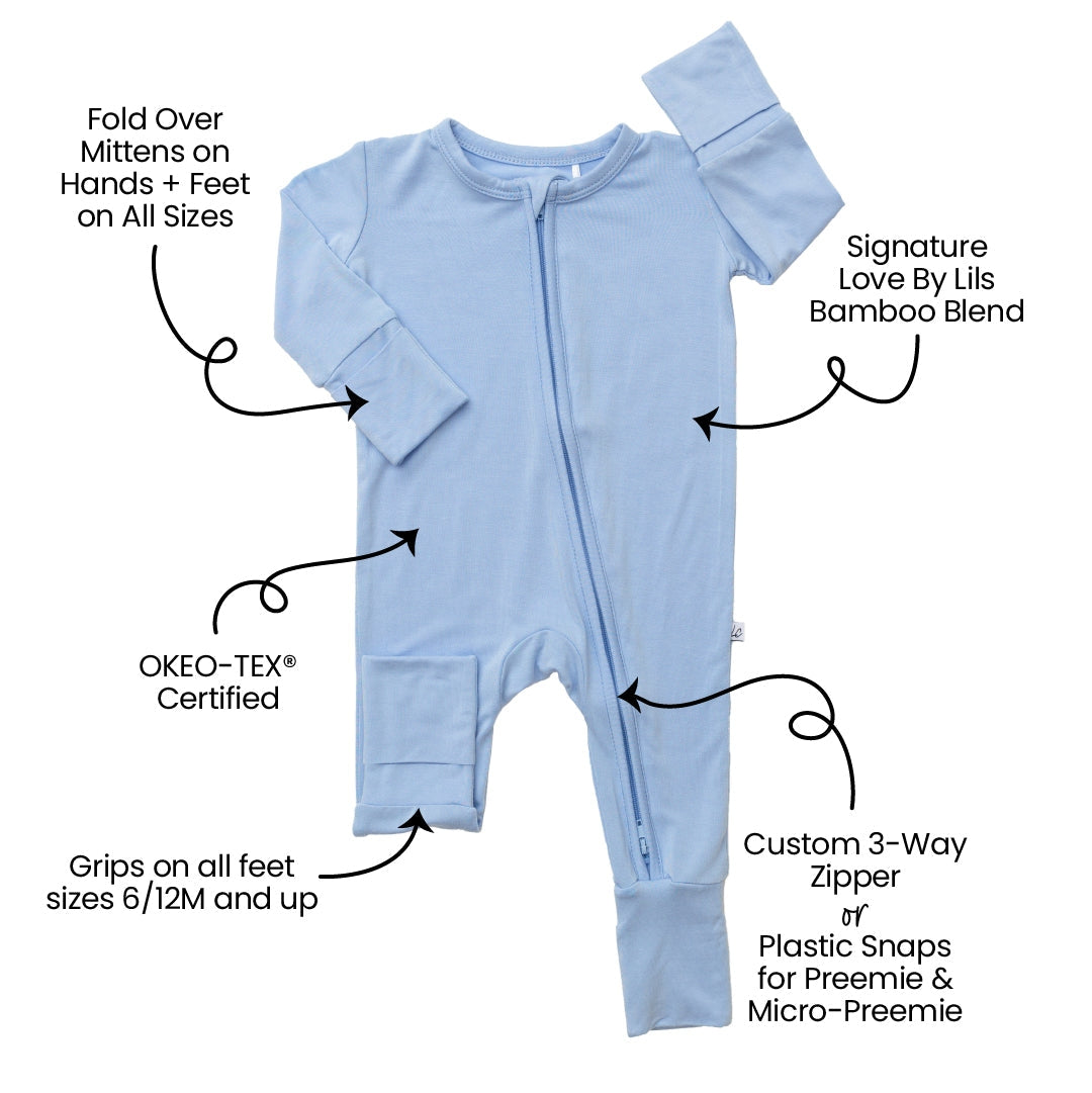 Lillian Blue Bamboo Footie