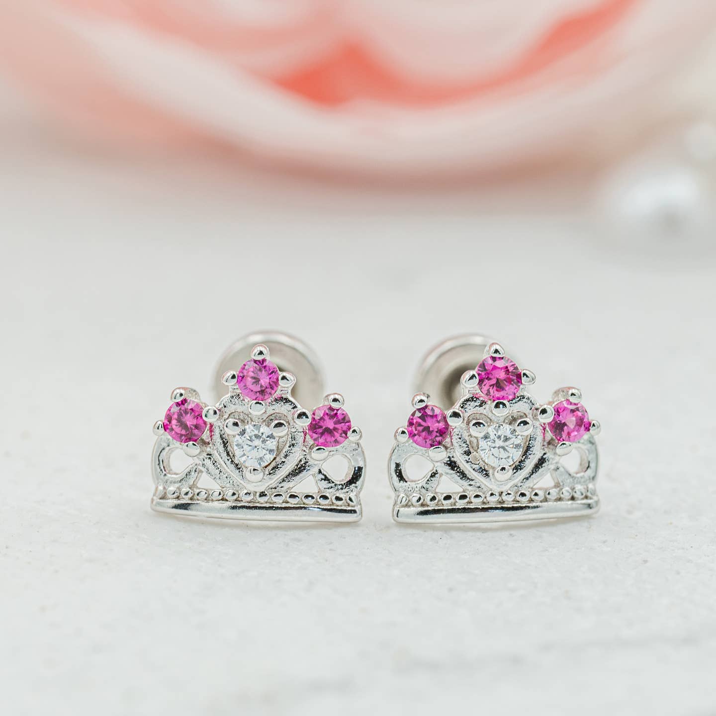 Pink Tiara Earrings