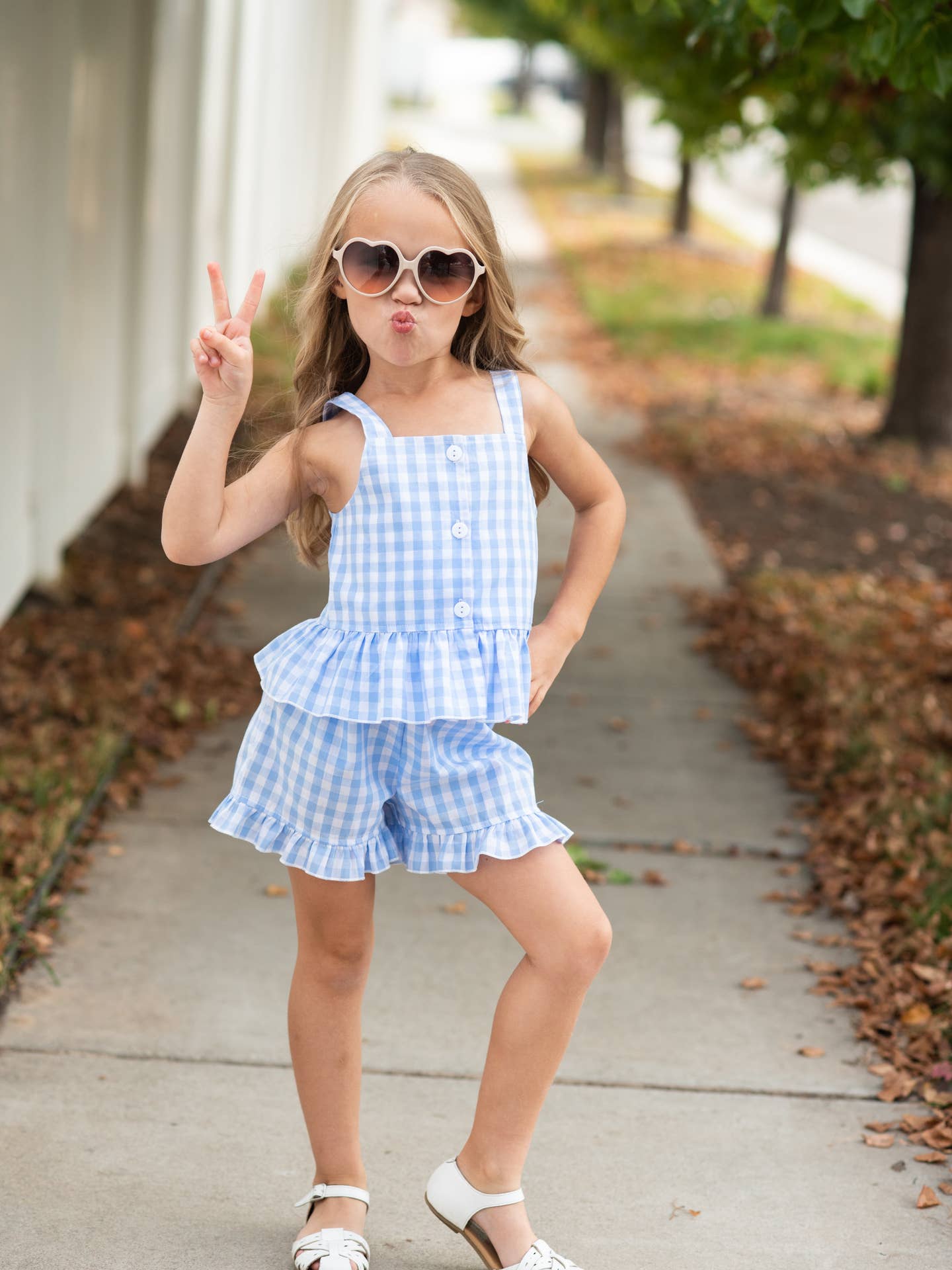Blue Gingham Ruffle Set