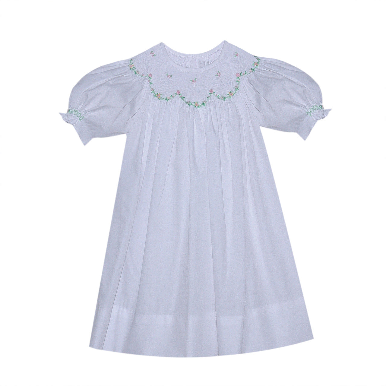 White Savannah Smocked Flower Dress