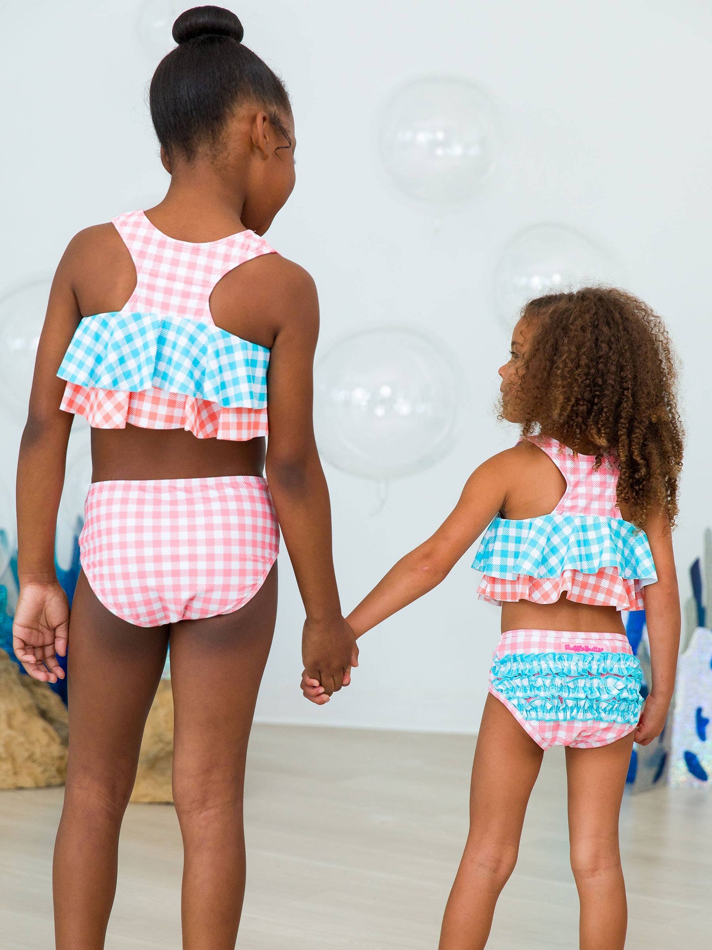 Girls Seaside Gingham Flounce Bikini