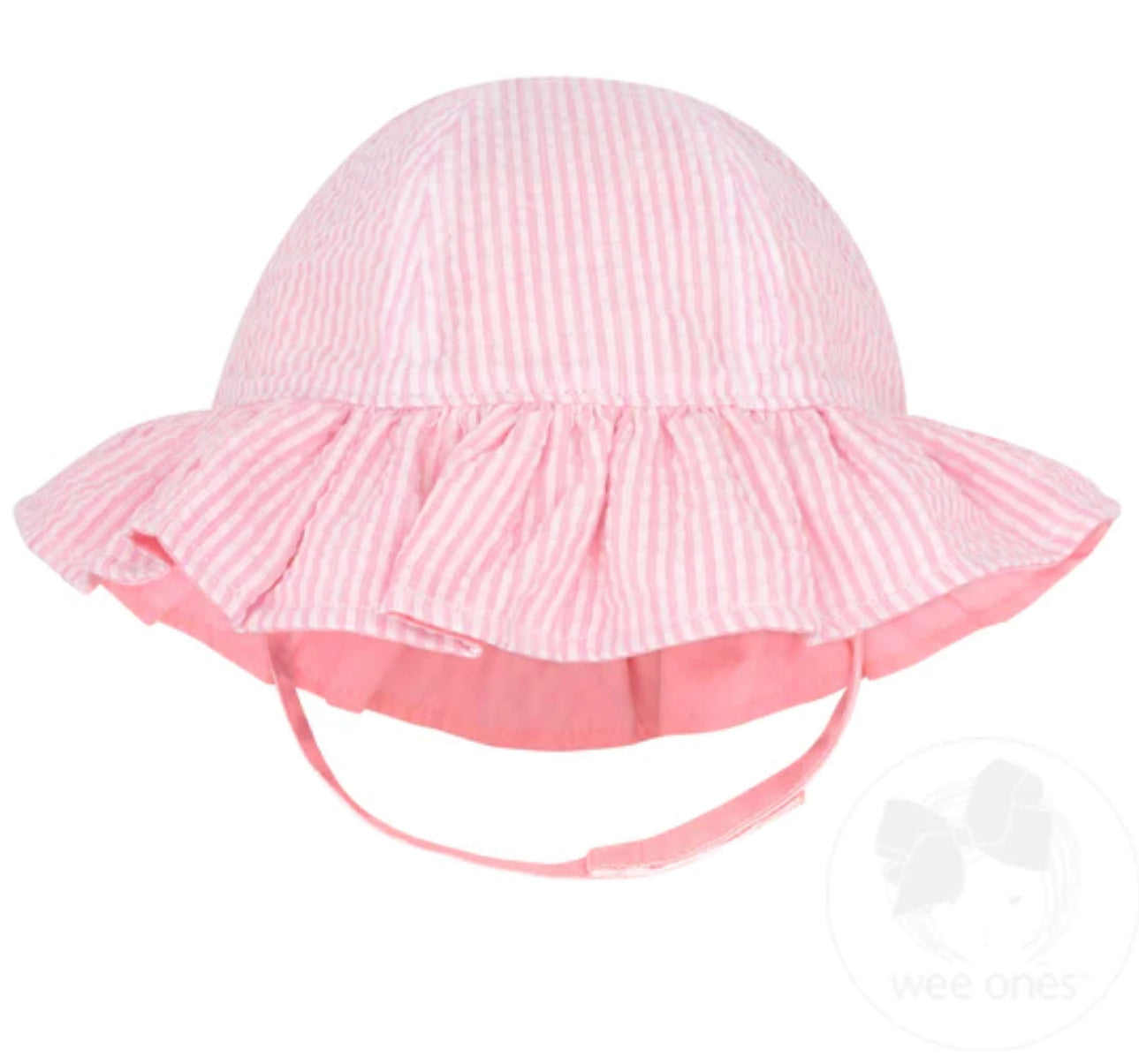 Girls Seersucker Ruffle Hat
