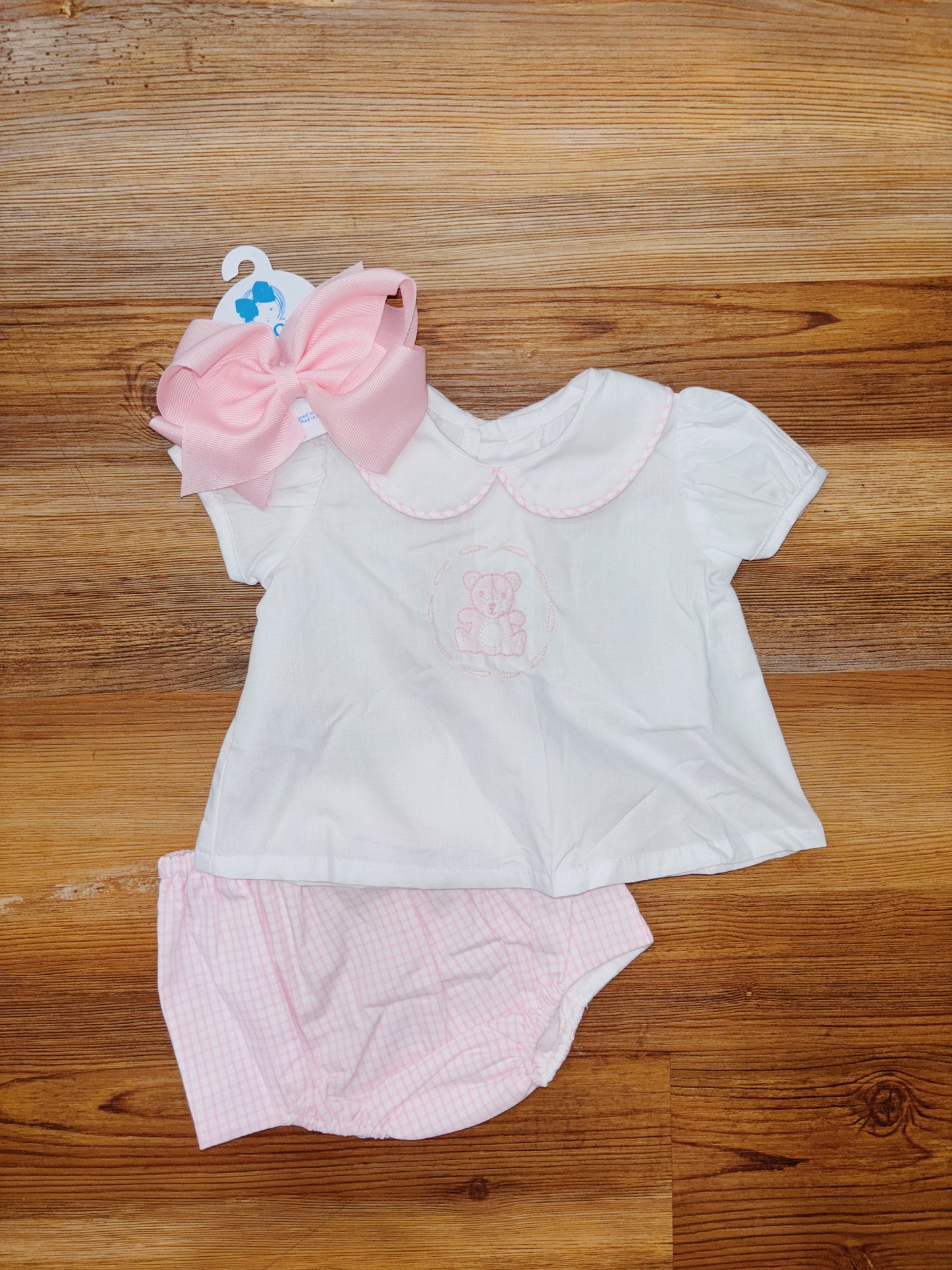Pink Bailey Teddy Bear Diaper Set