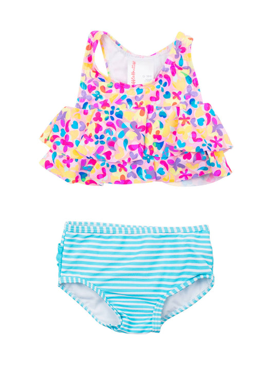 Girls Vibrant Neon Flounce Bikini