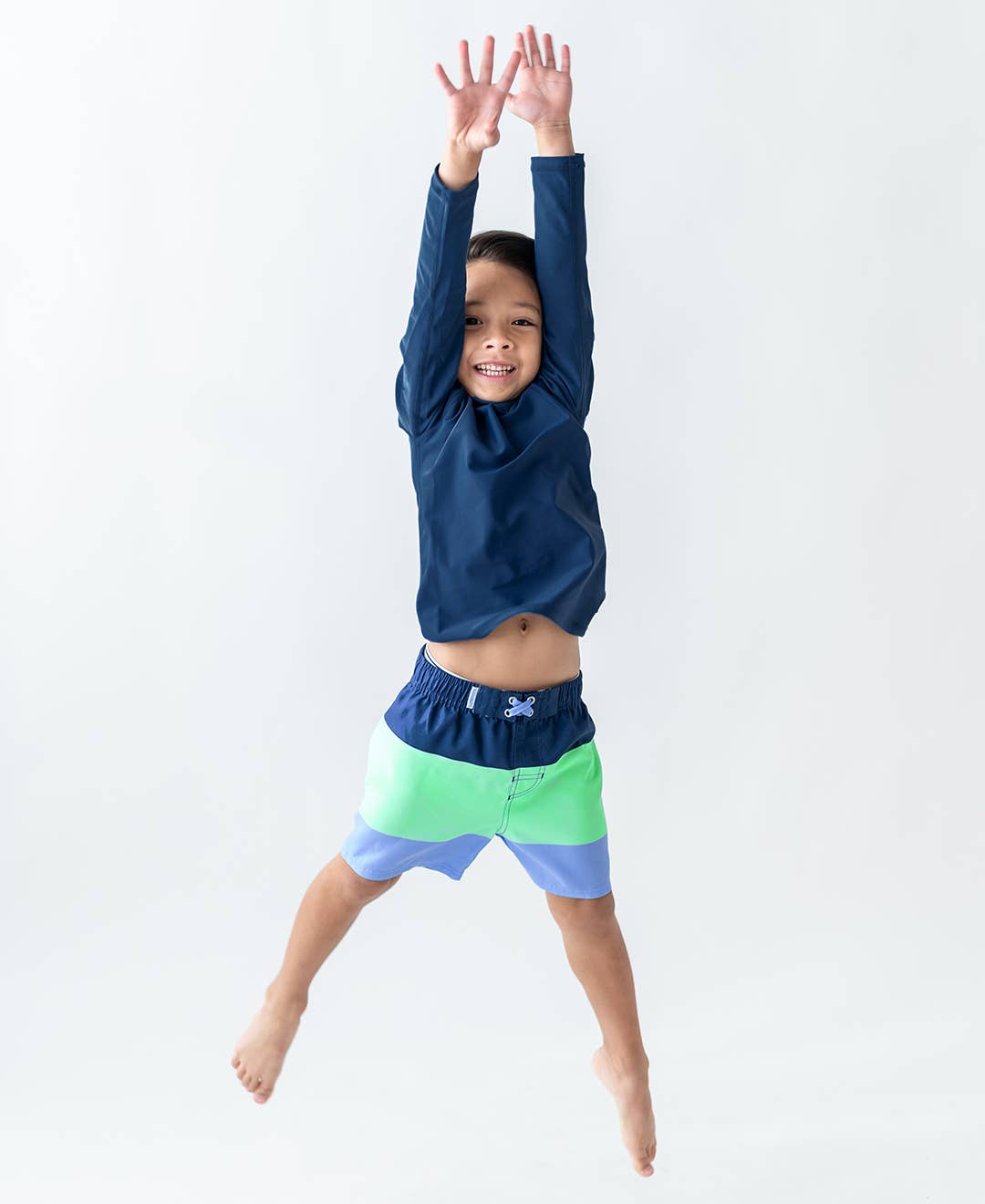 Mint & Blue Color Block Swim Trunks