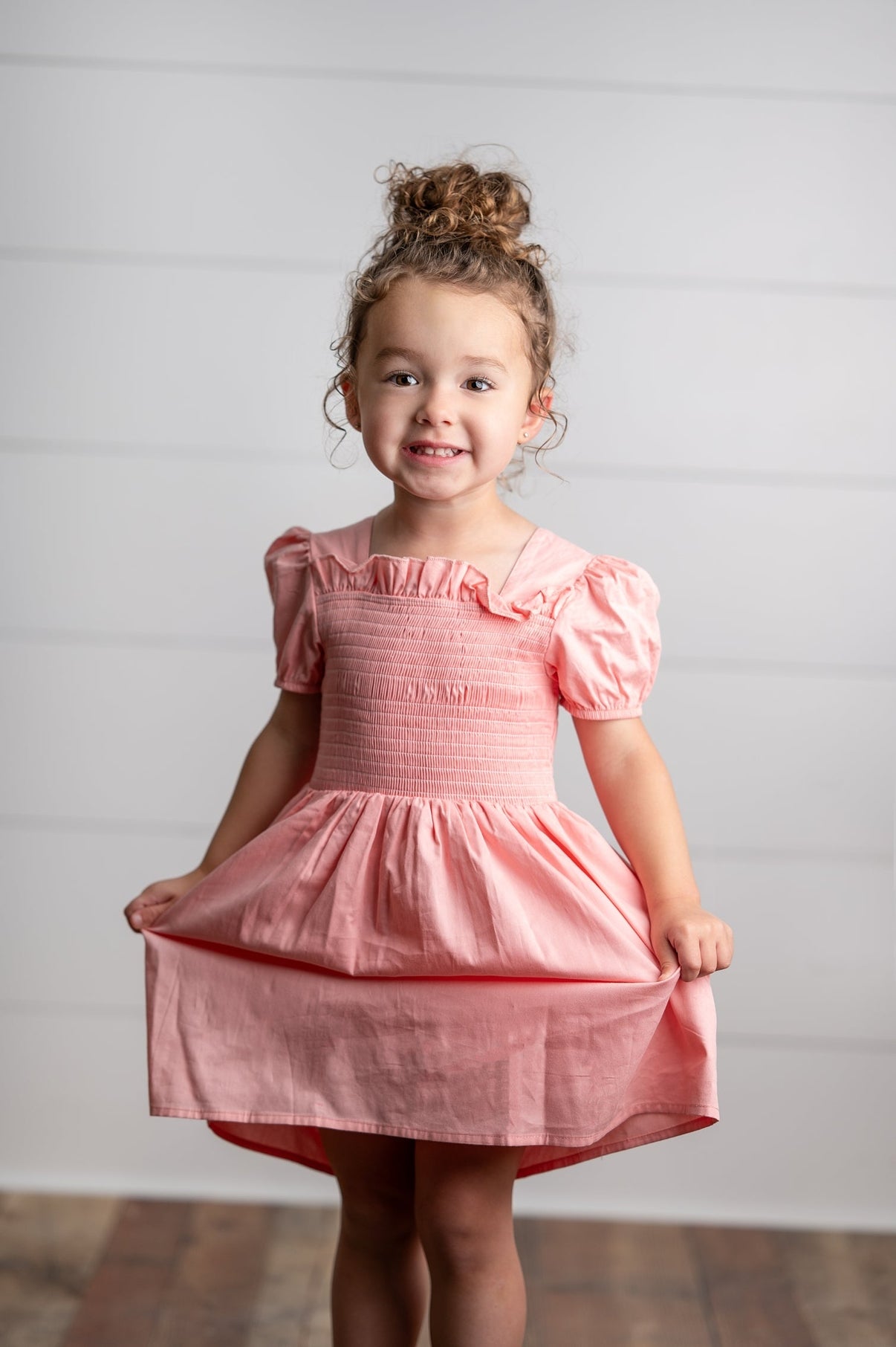 Blush Pink Shirred Puffy Dress