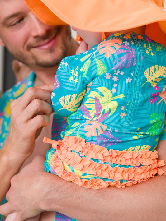 Girls Neon Tiki Vibes One Piece