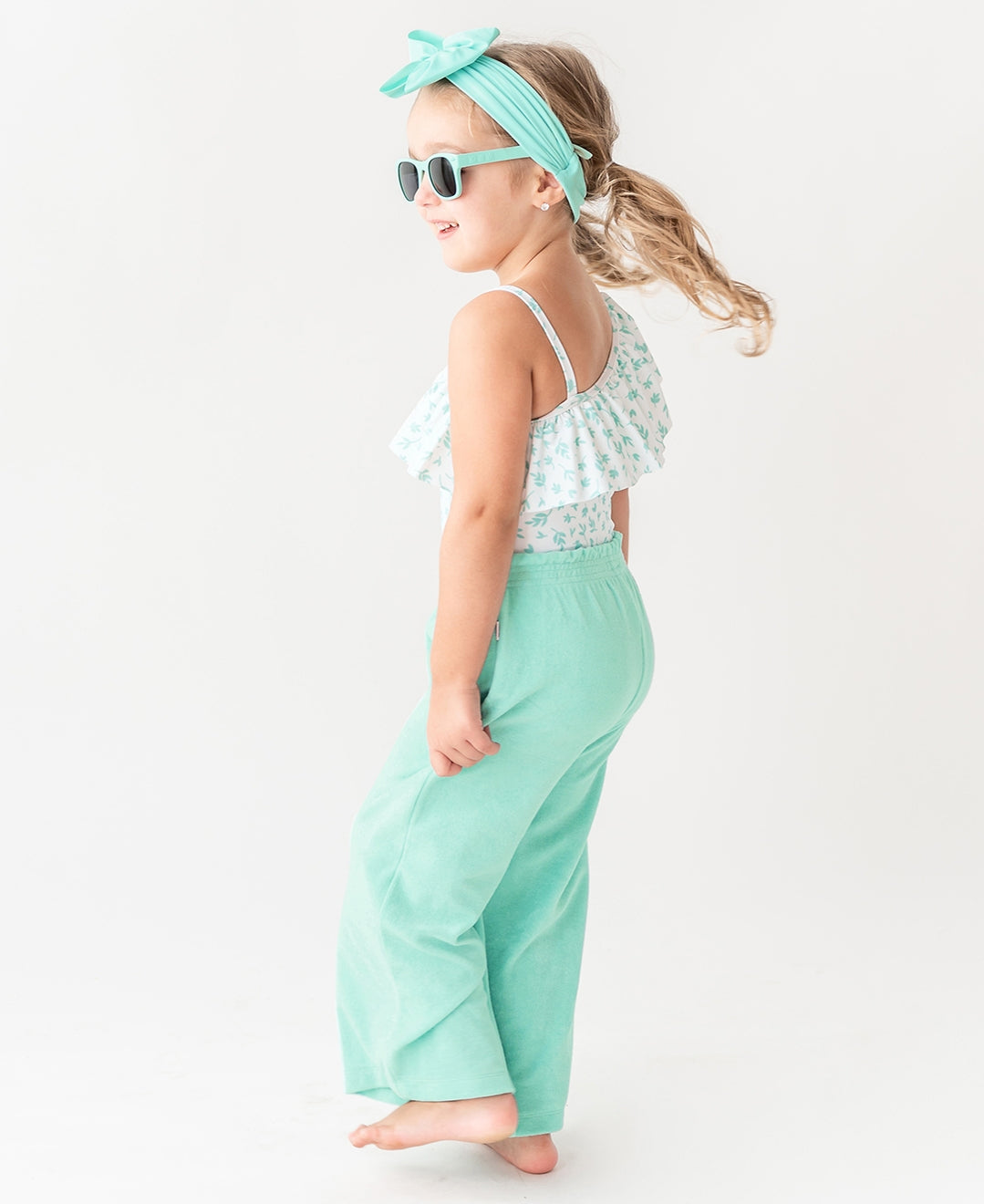 Girls Aqua Terry Knit Pants