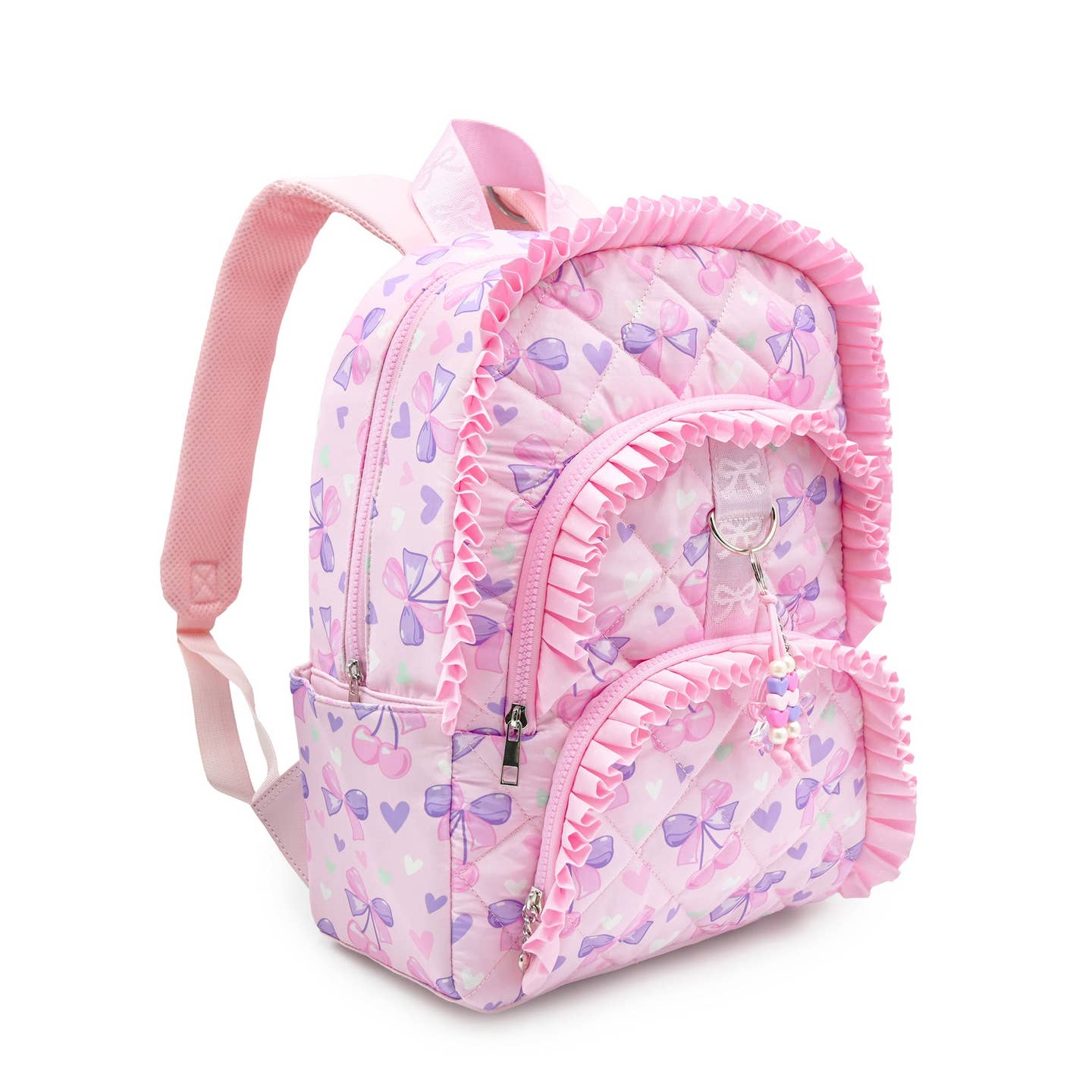 Cherry Bow Ruffle Quilted Backpack