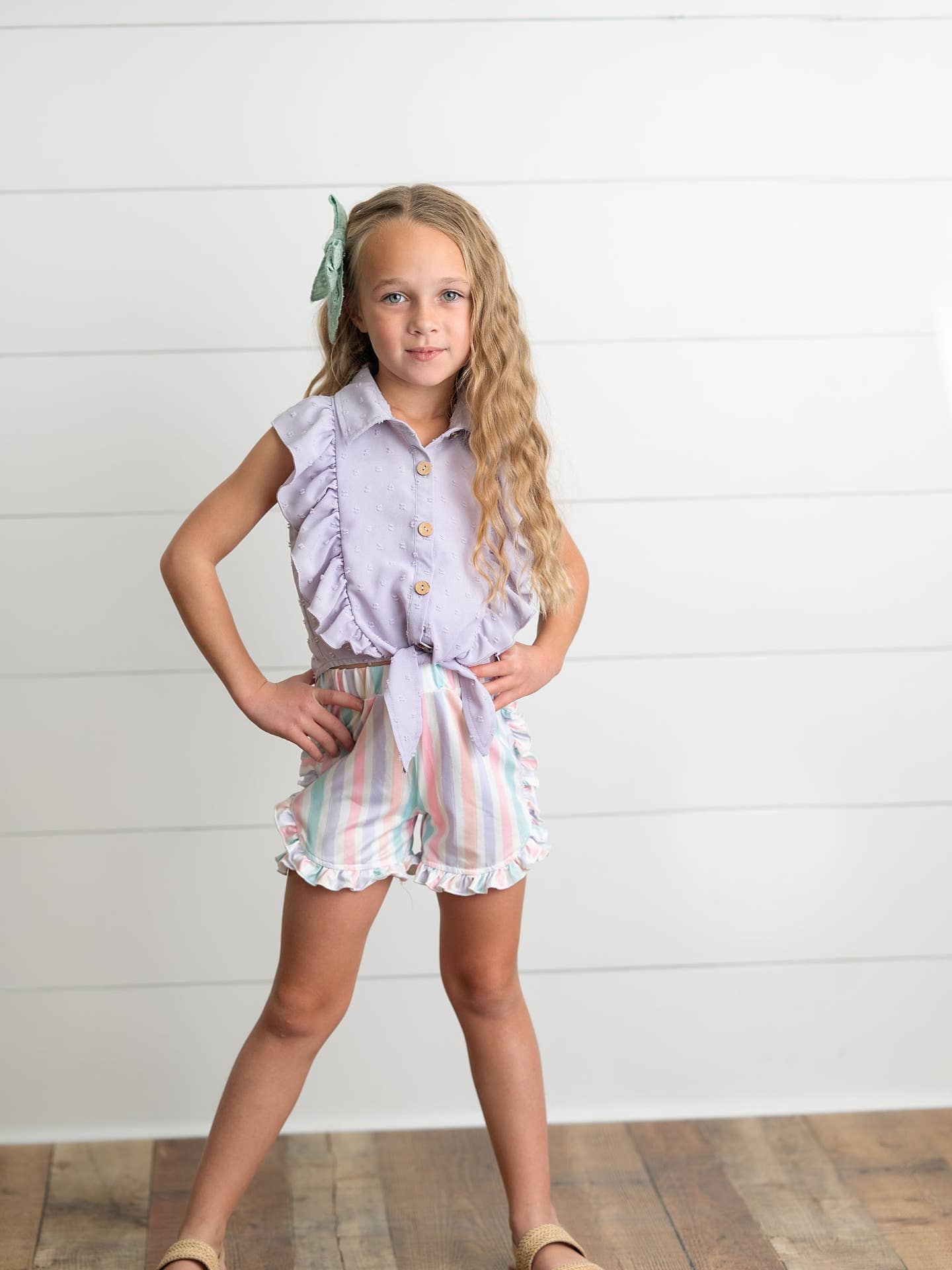 Lavender Ruffle Stripes Set