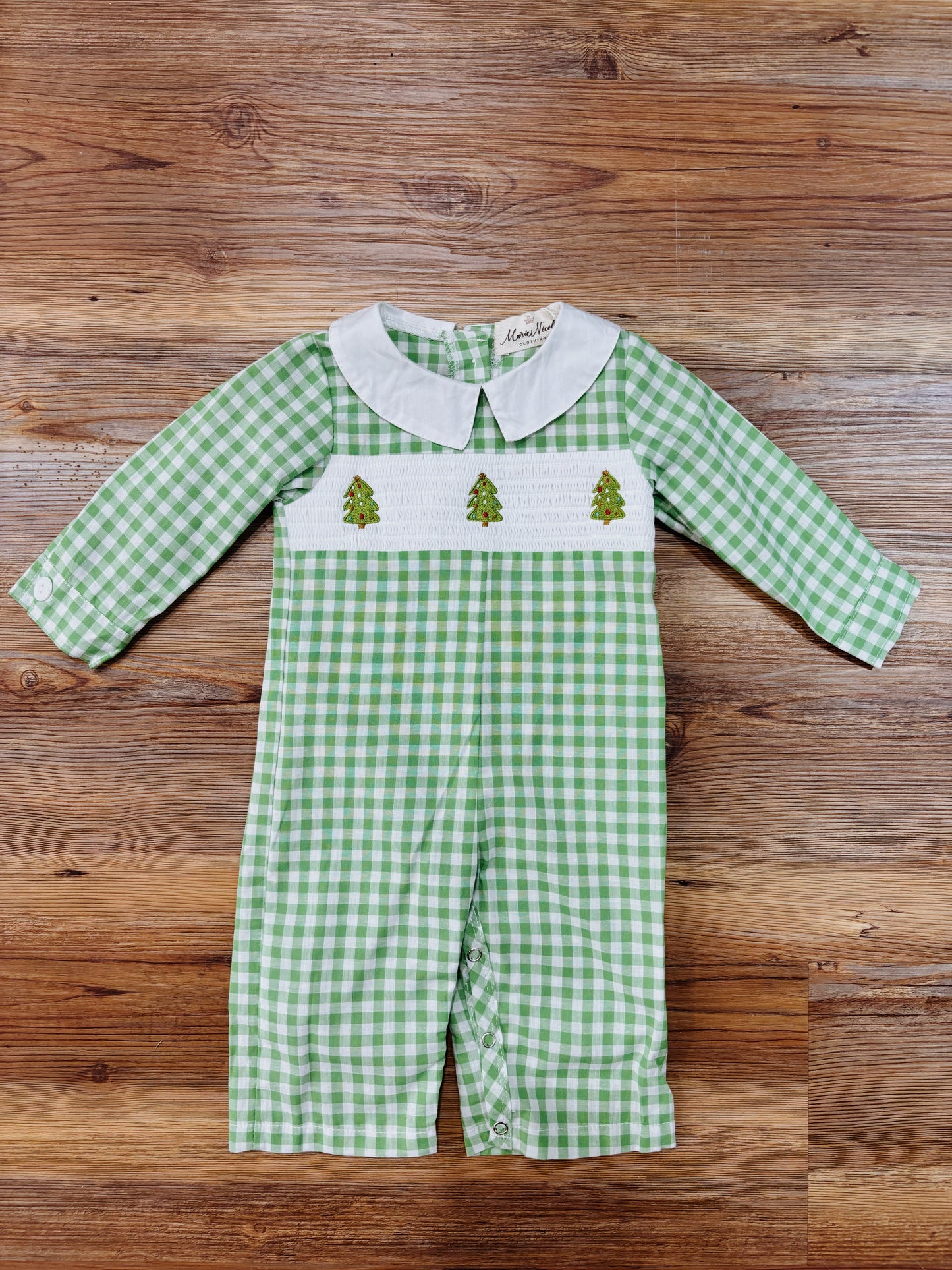 Boy Evergreen Gingham Romper