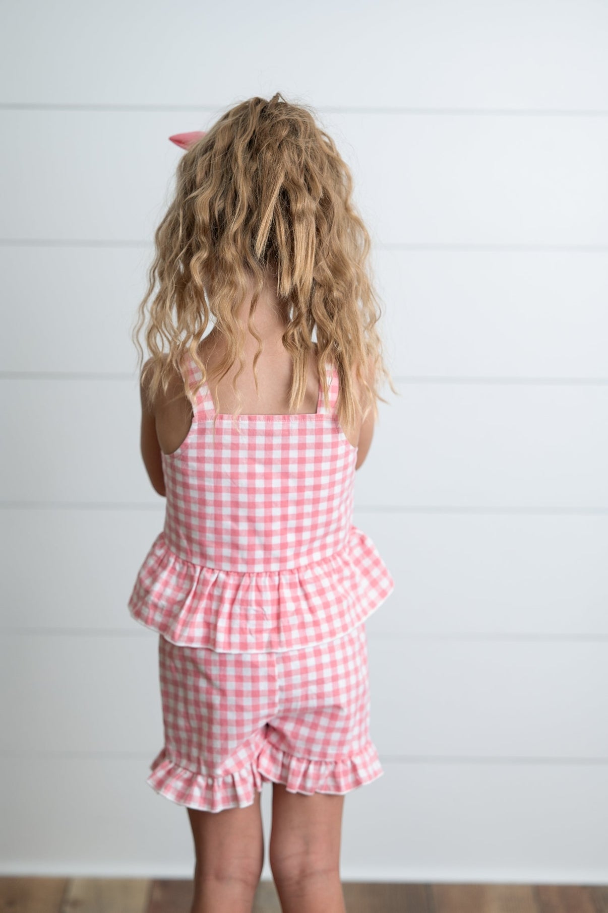 Pink Gingham Ruffle Set
