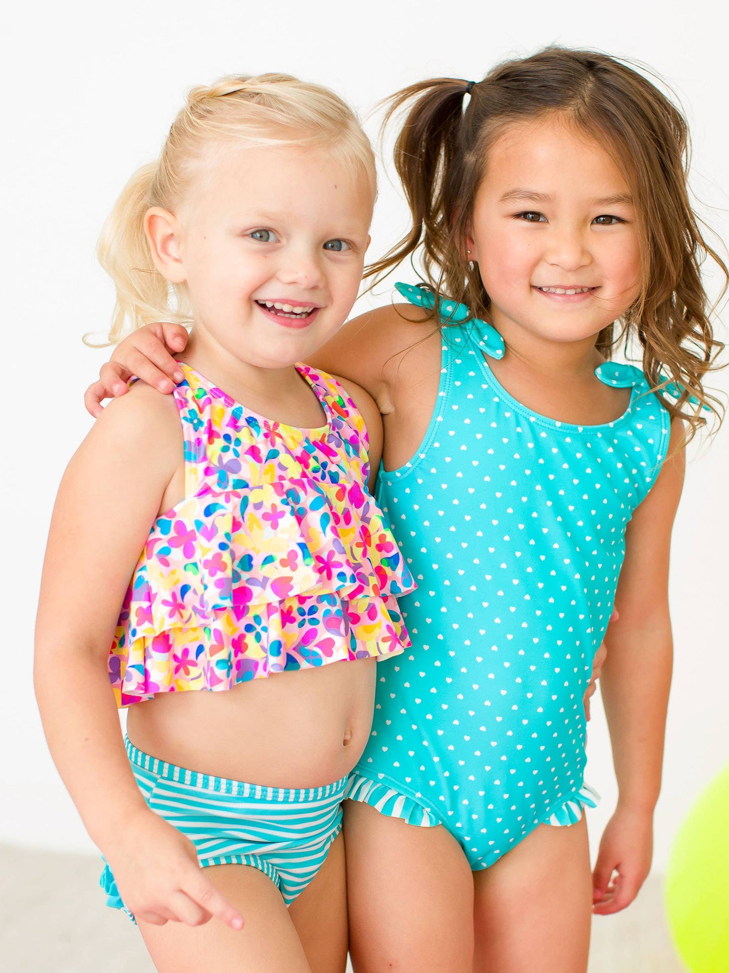 Girls Vibrant Neon Flounce Bikini