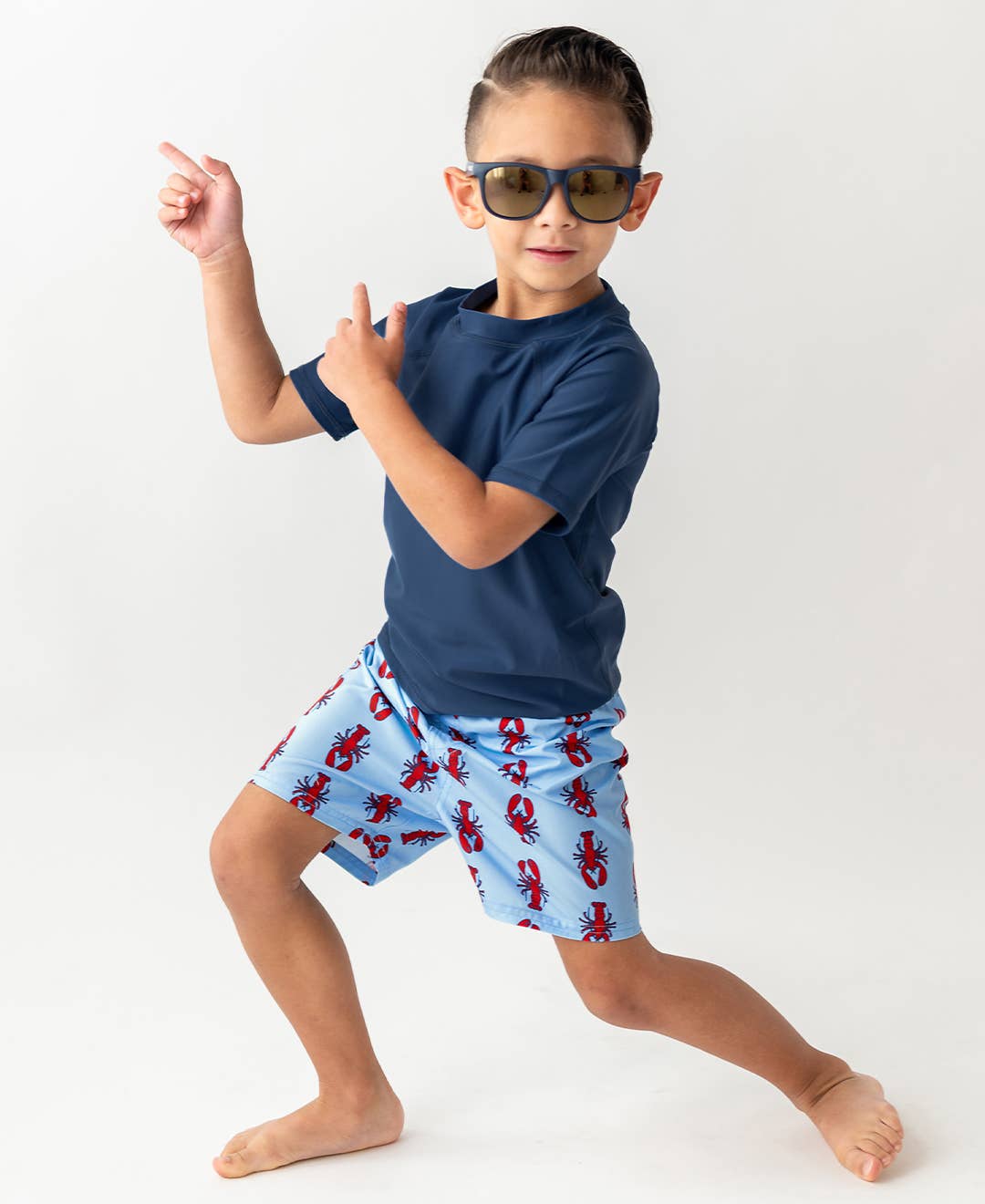 Boys Navy Short Sleeve Rash Guard