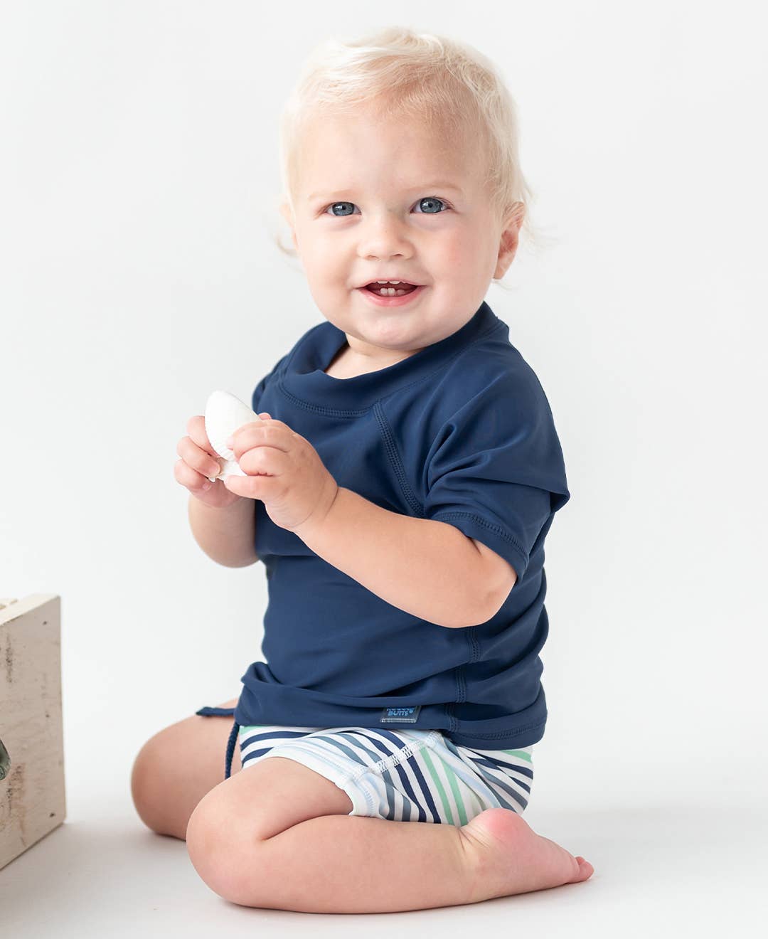 Boys Navy Short Sleeve Rash Guard