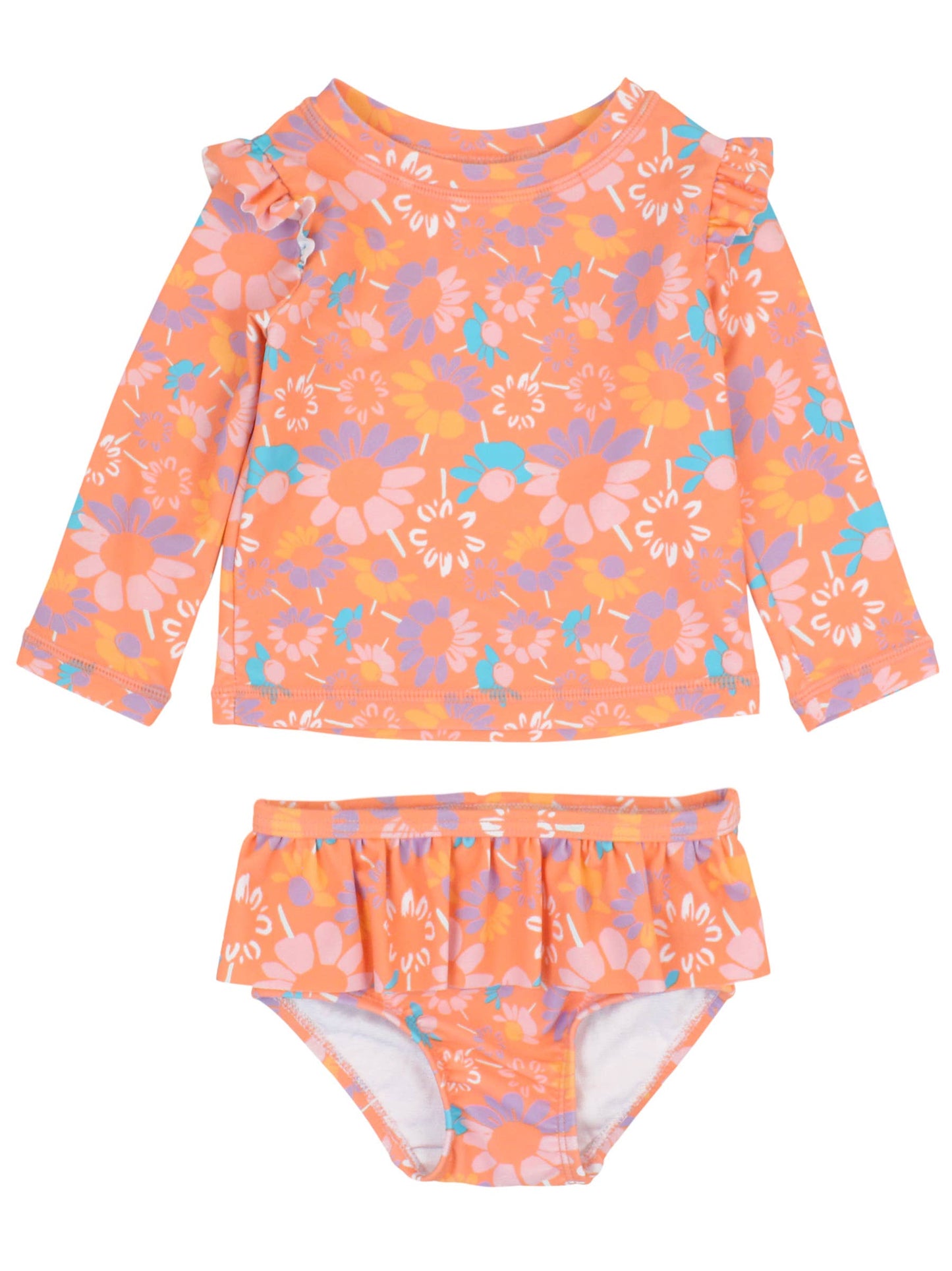 Girls Coral Floral Long Sleeve Bikini