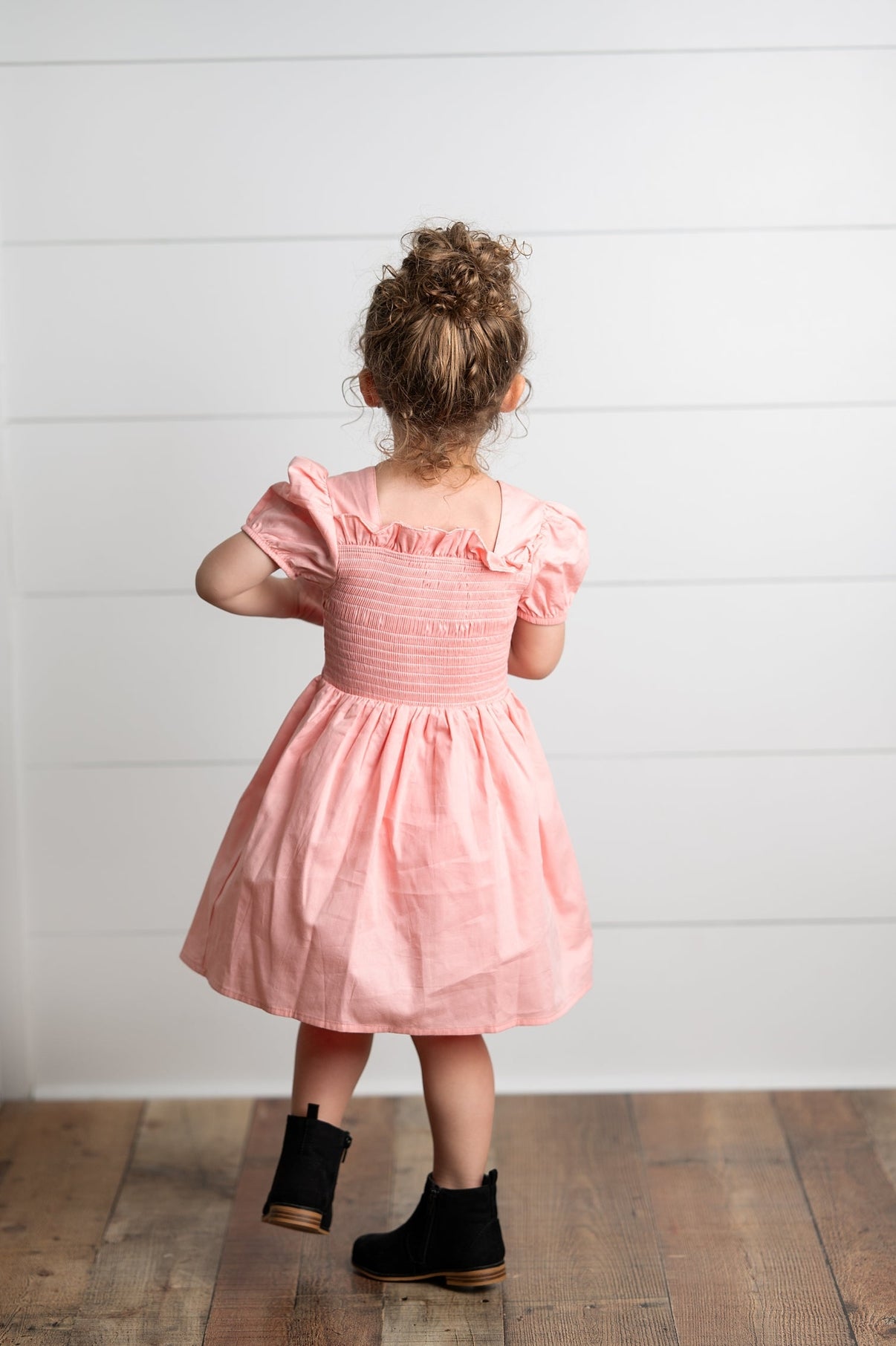 Blush Pink Shirred Puffy Dress