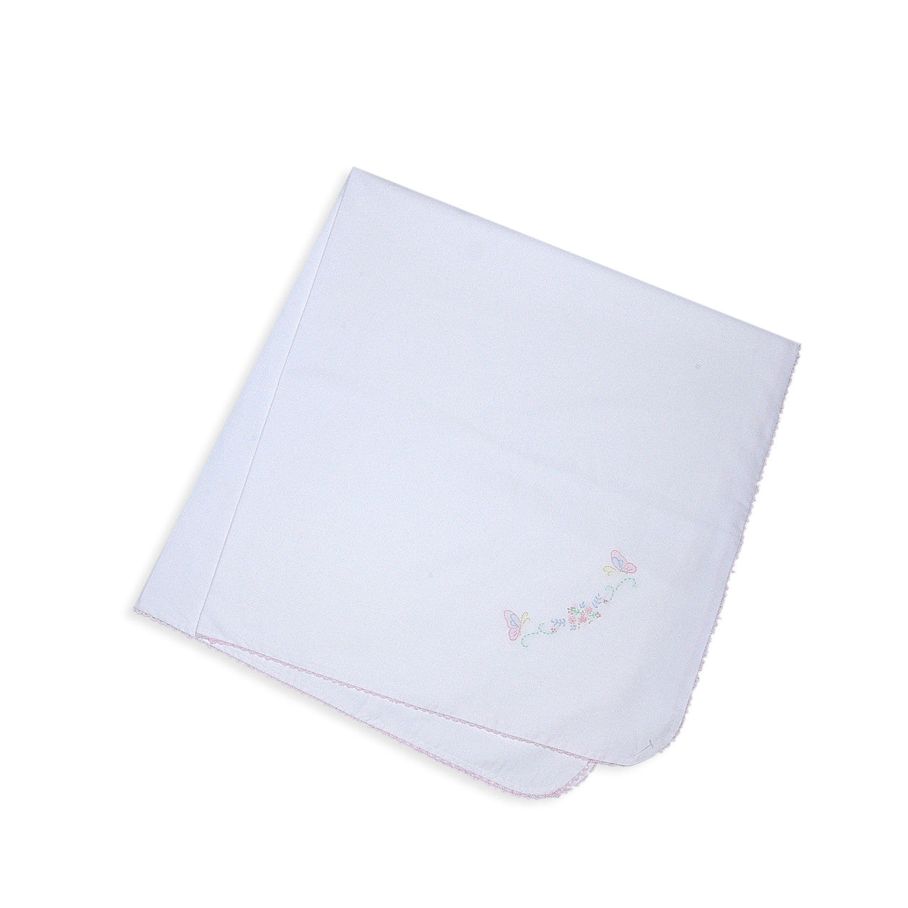 White Baby Blanket - Butterflies