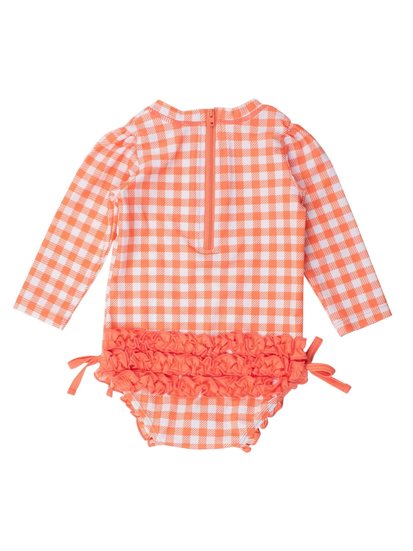 Girls Coral Gingham One Piece