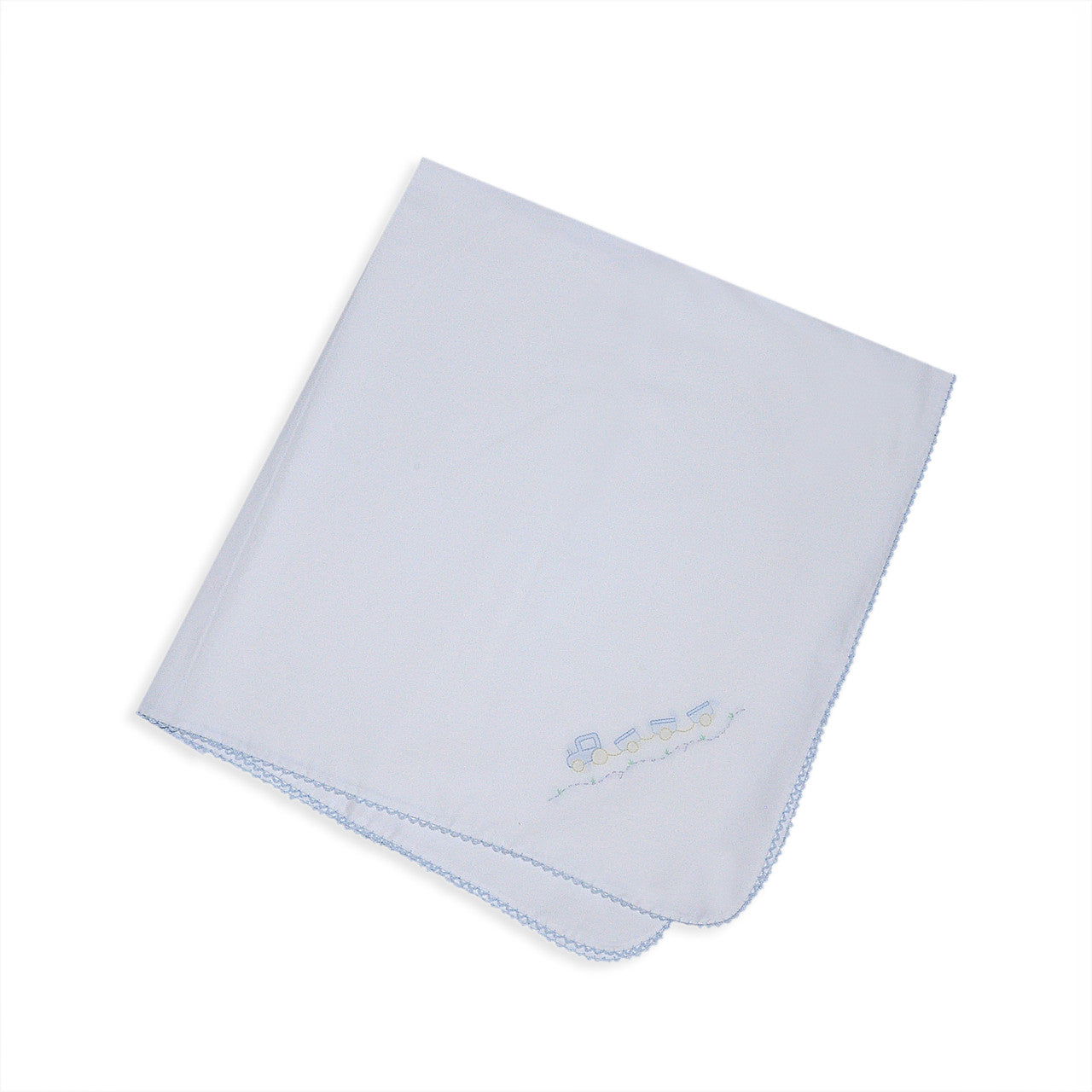 White Baby Blanket - Train