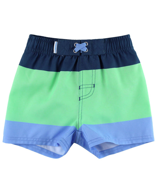 Mint & Blue Color Block Swim Trunks
