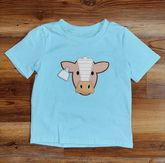 Boys Blue Cow Shirt