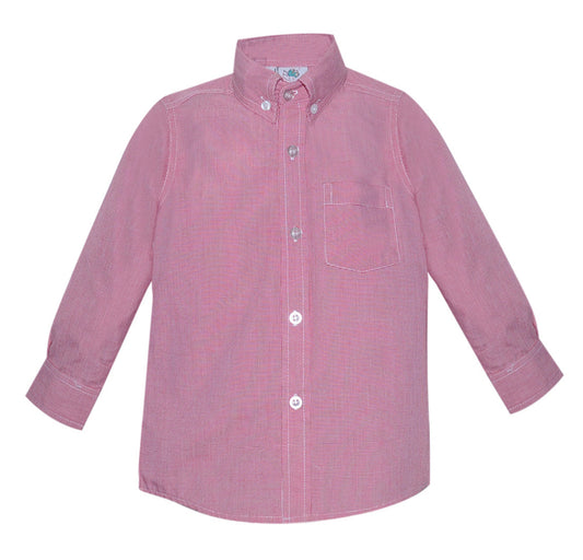 Arthur Button Down-Red Micro Gingham