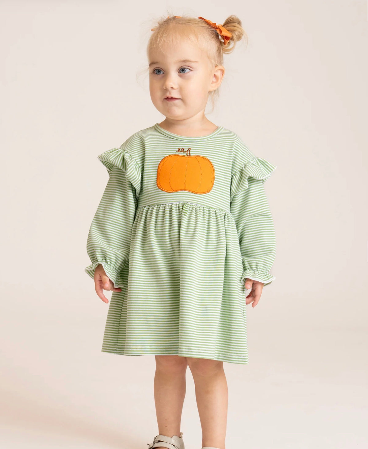 Pumpkin Embroidered Ruffle Dress