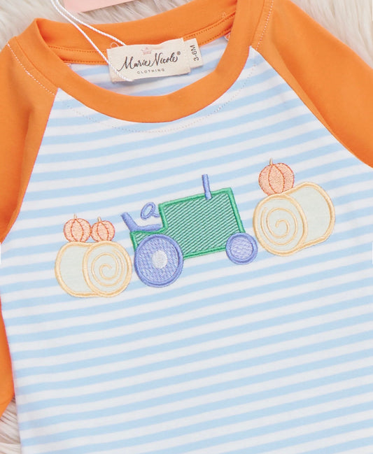 Pumpkin Ride Embroidered Romper