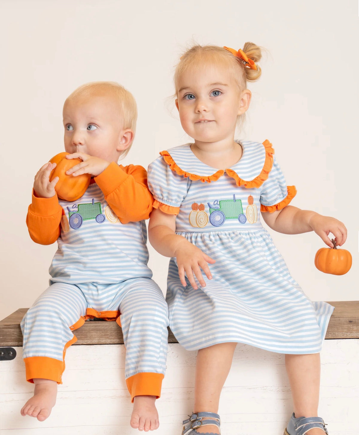 Pumpkin Ride Embroidered Romper
