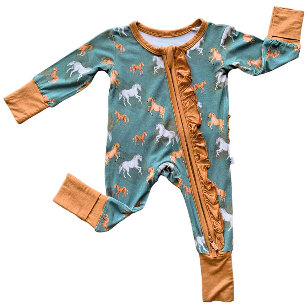 Ember Teal Ruffle Footie