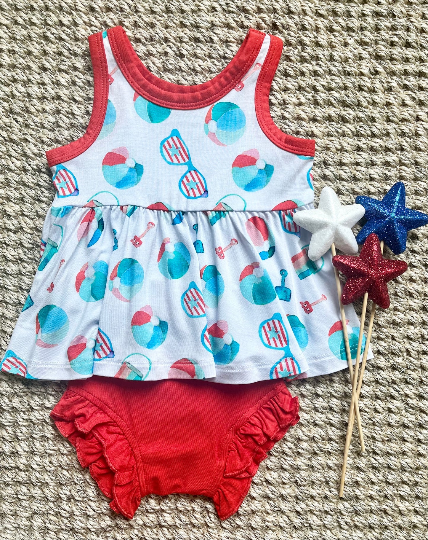 Patriotic Beach Peplum Set