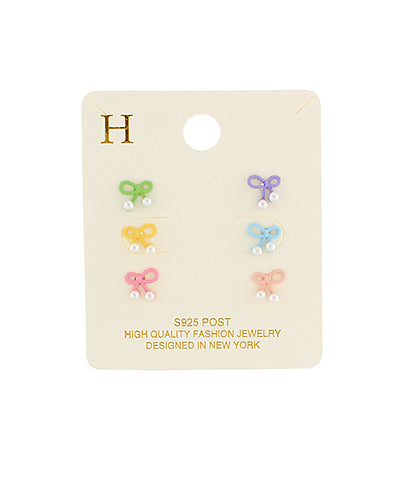 Colored Ribbon Stud Set