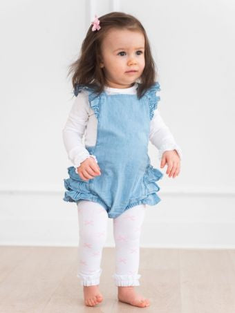 Pink Bows Ruffle Tights