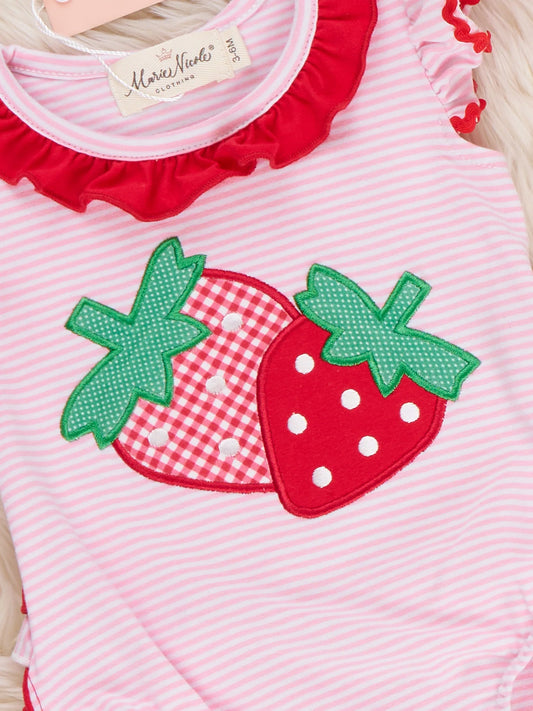 Striped Strawberry Ruffle Bubble