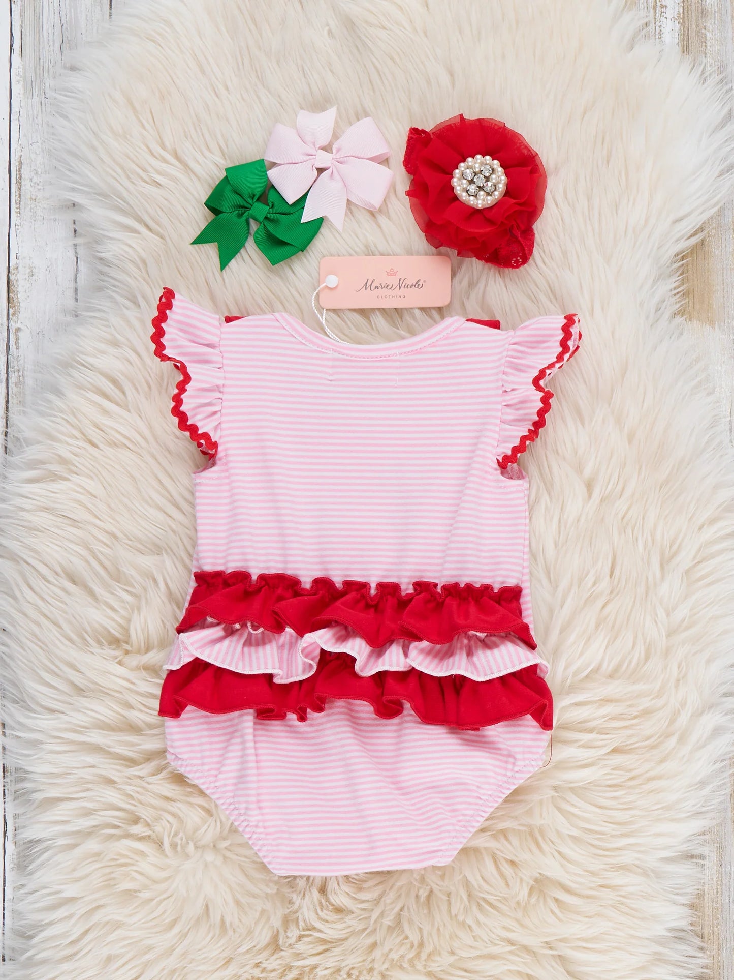 Striped Strawberry Ruffle Bubble