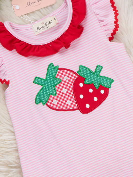 Striped Strawberry Ruffle Dress