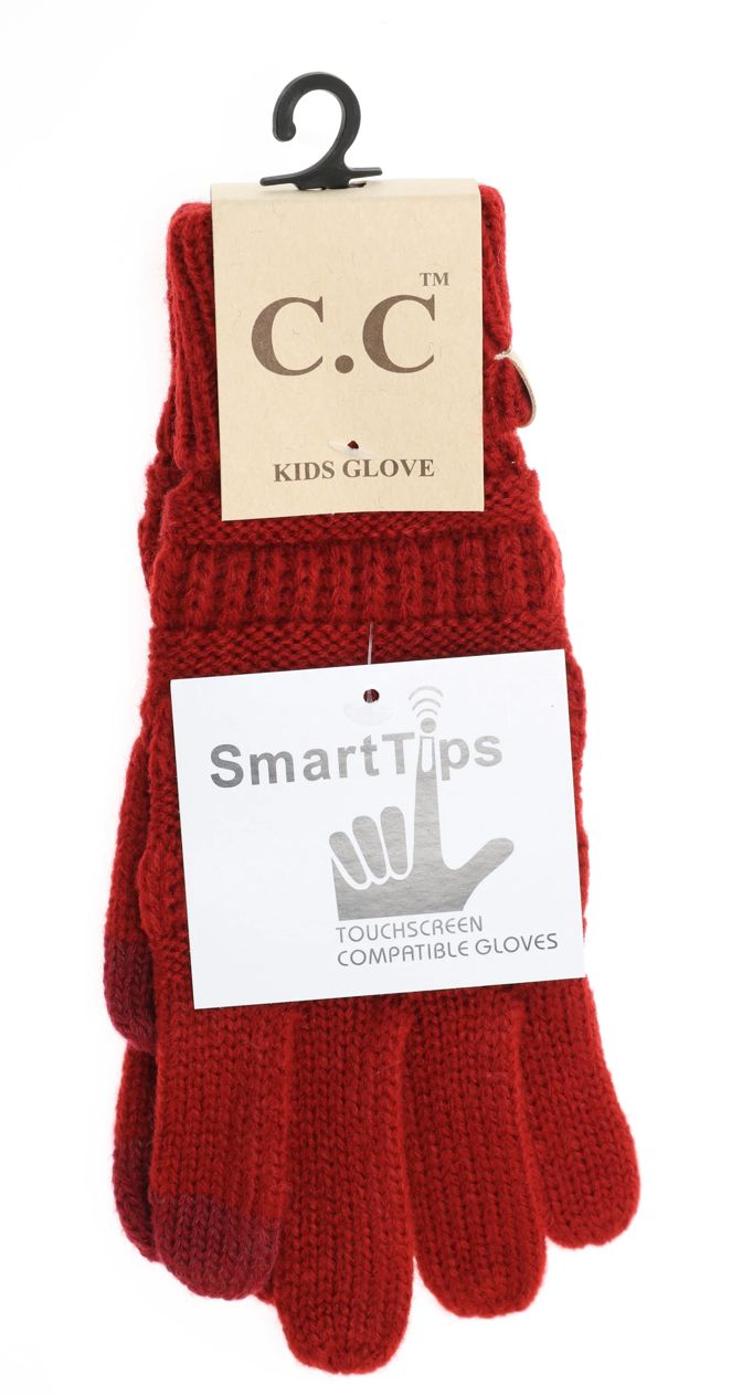 Kids Ribbed Knit Gloves