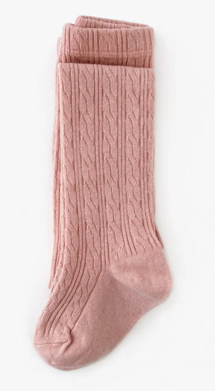 Blush Cable Knit Tights