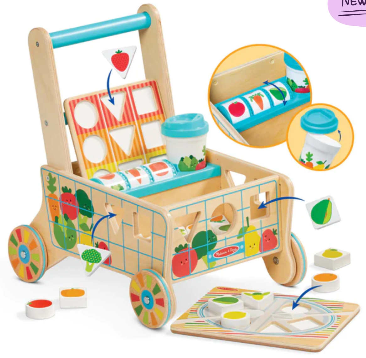 Wooden Shape Sorting Grocery Cart