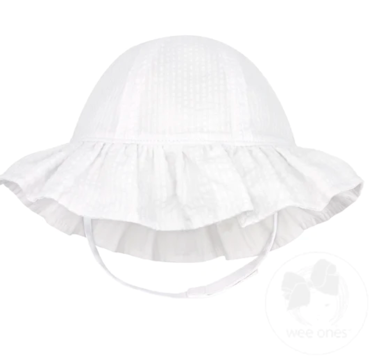 Girls Seersucker Ruffle Hat