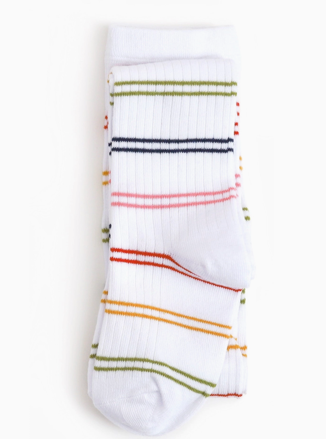 Ribbed Rainbow Stripe Knit Tights