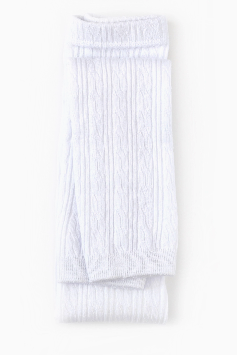 White Cable Knit Footless Tights