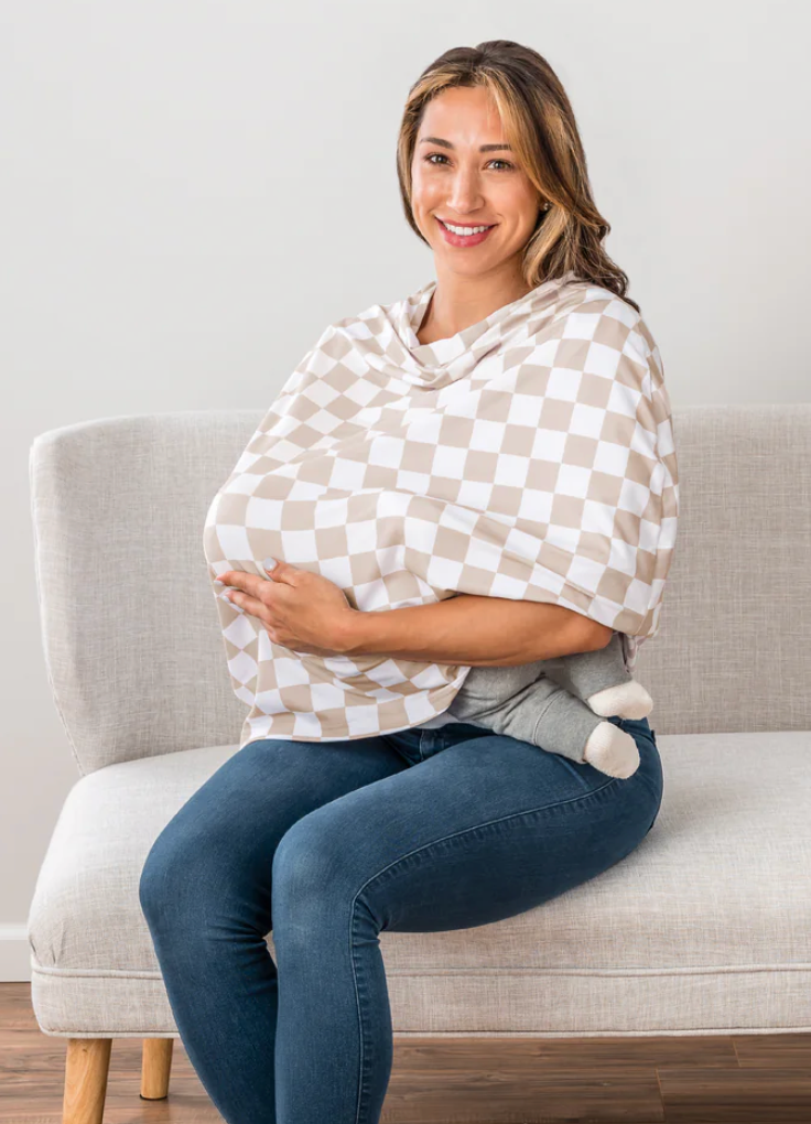Taupe Checkerboard Mom Boss