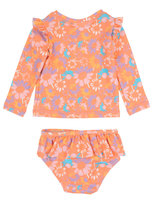 Girls Coral Floral Long Sleeve Bikini