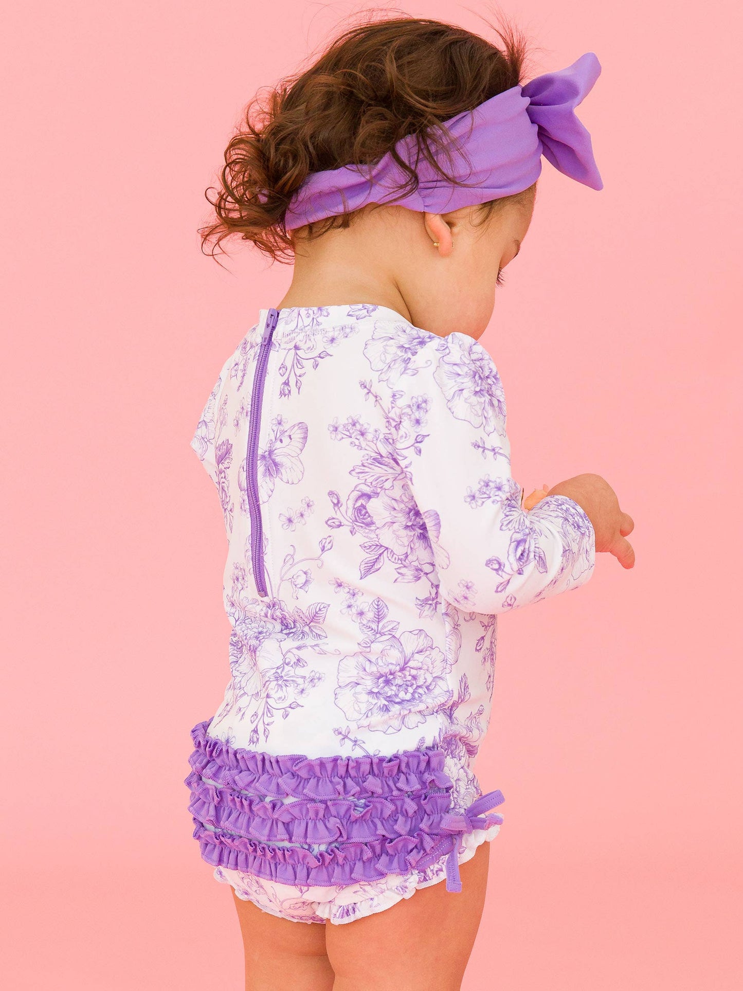 Girls Wisteria Butterfly Garden Rash Guard